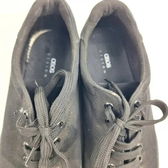 ASOS Design Womens Cotton Canvas Lace-Up Black Platform Sneakers Size 10 - Picture 3 of 9
